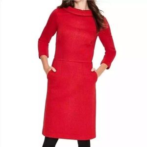 BODEN Estella Jacquard Peter Pan Collar Dress Red size 4 regular NWT